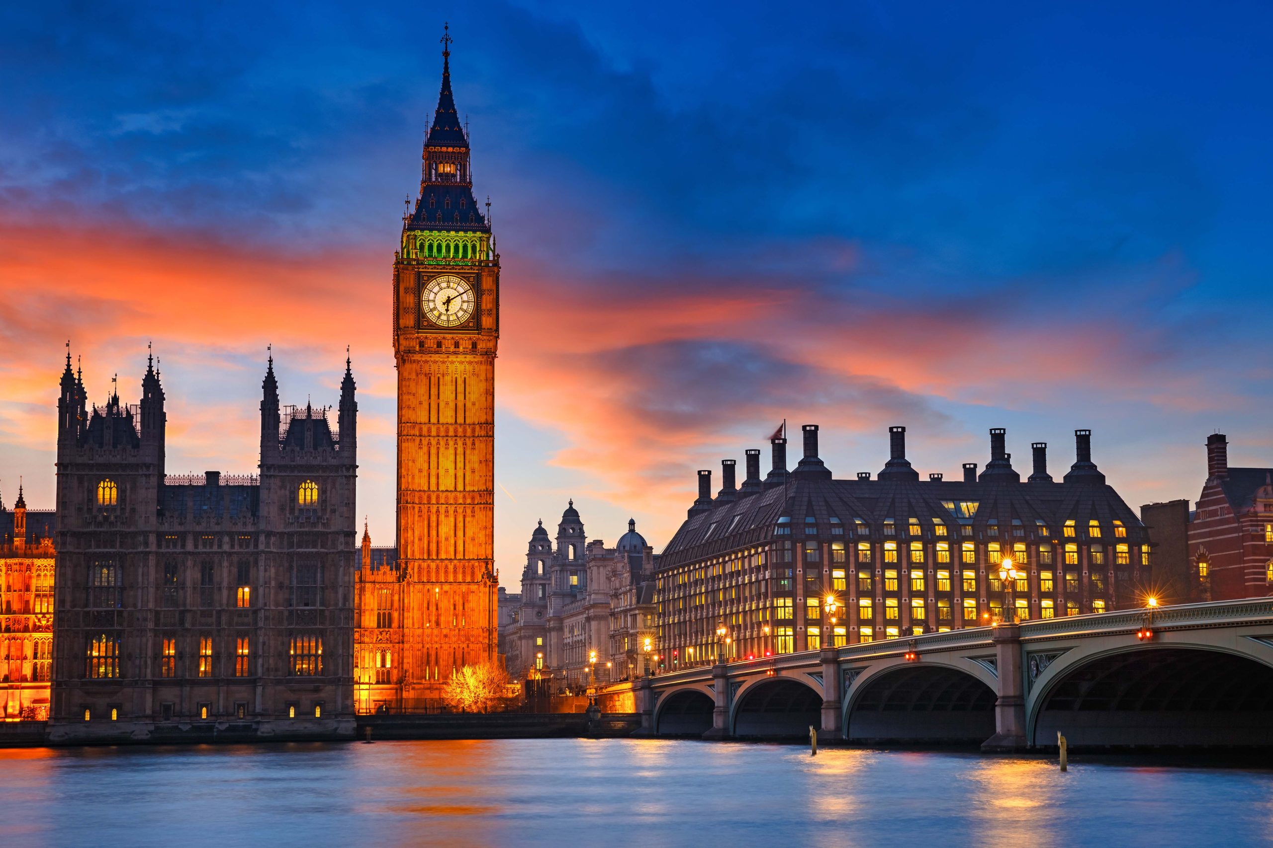 A photo of the Palace of Westminister.