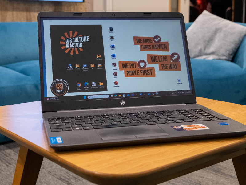 Laptop showing our values