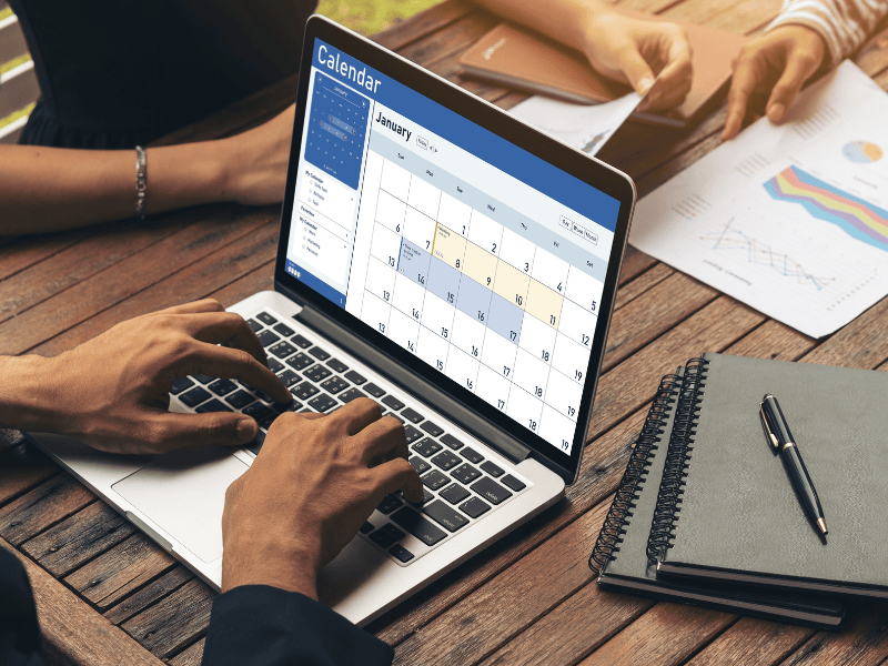Calendar on a computer screen