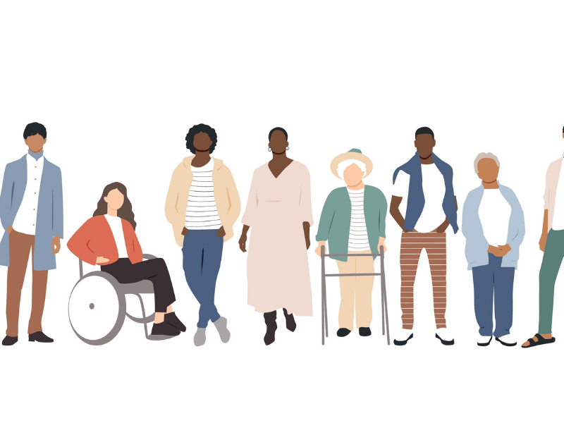 Illustration of diverse people and their needs to represent Recite Me pic