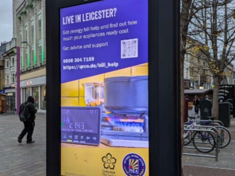 Billboard showing Leicester Energy Action